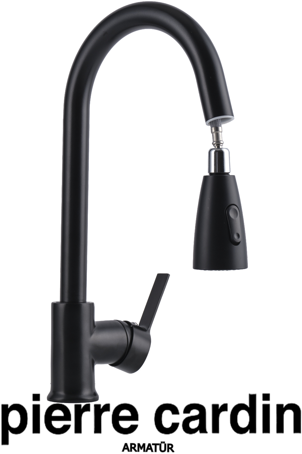 Pierre Cardin Loop Siyah Spiralli Evye Armatürü – Dayanıklı Mutfak Evye Bataryası