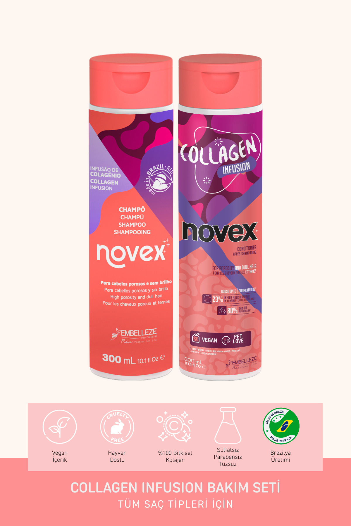 NOVEX کلاژن اینفیوژن - شامپو و نرمکننده کلاژن حجمدهنده برای موهای نازک — 8761200042867