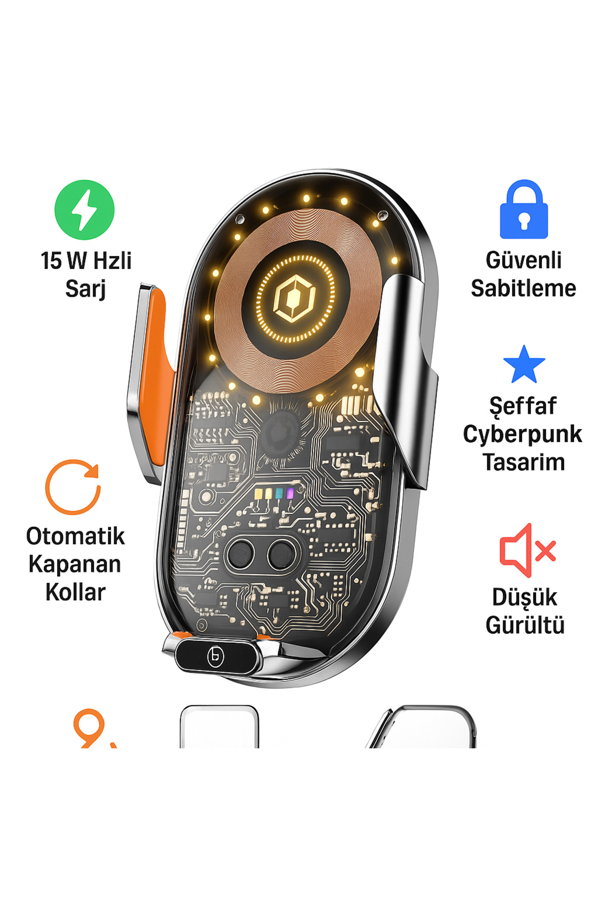 Lisa Butik Smart Sensör Car Wireless Charger Araç Telefon Şarjlı