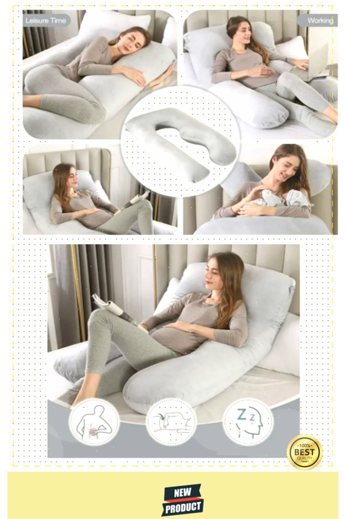 OMZ Şekilli Tam Vücut Yastığı Çıkarılabilir Kılıflı Hamile Yastığı fotoğrafı 7 (önizleme)