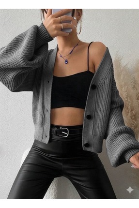 miratriko Bol Kesim Düşük Omuzlu Selanik Örgü Hırka Kazak