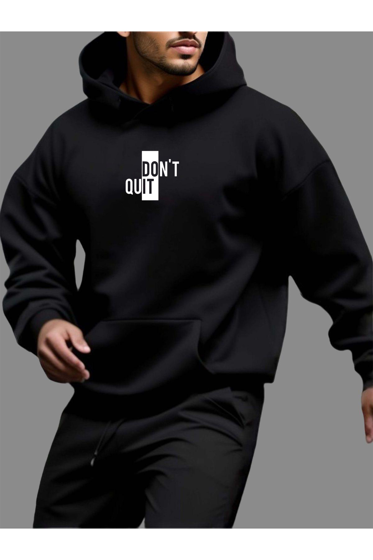 DEEPSENCE Чорна худі з капюшоном Oversize Dont Quıt