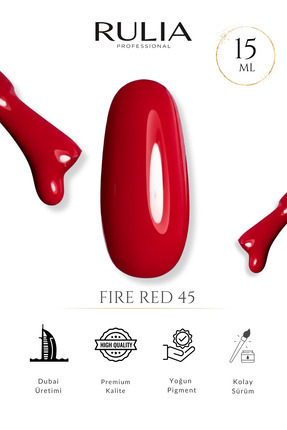 Rulia Professional Rulia Kalıcı Oje Fire Red 45 15 ml - Made in Dubai - Profe...