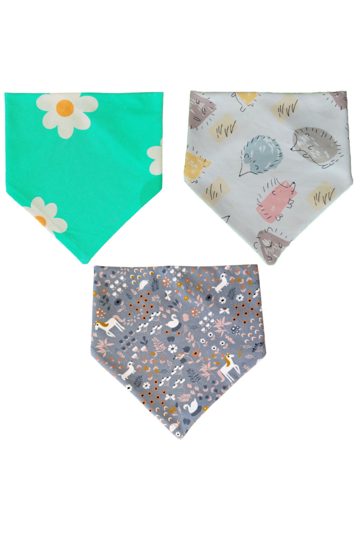 Baby Minik Kız Bebek Üçgen Fular Penye Salya Ve Mama Önlüğü 10 Adet fotoğrafı 3 (önizleme)