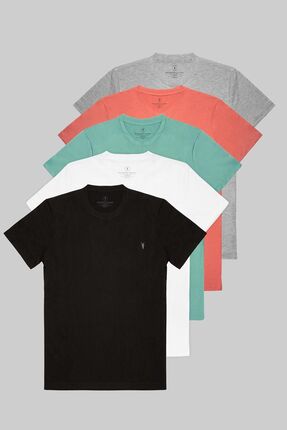 COMBİNE MİCHAİL Standart Kalıp Basic 5'li Paket T-shirt 1000