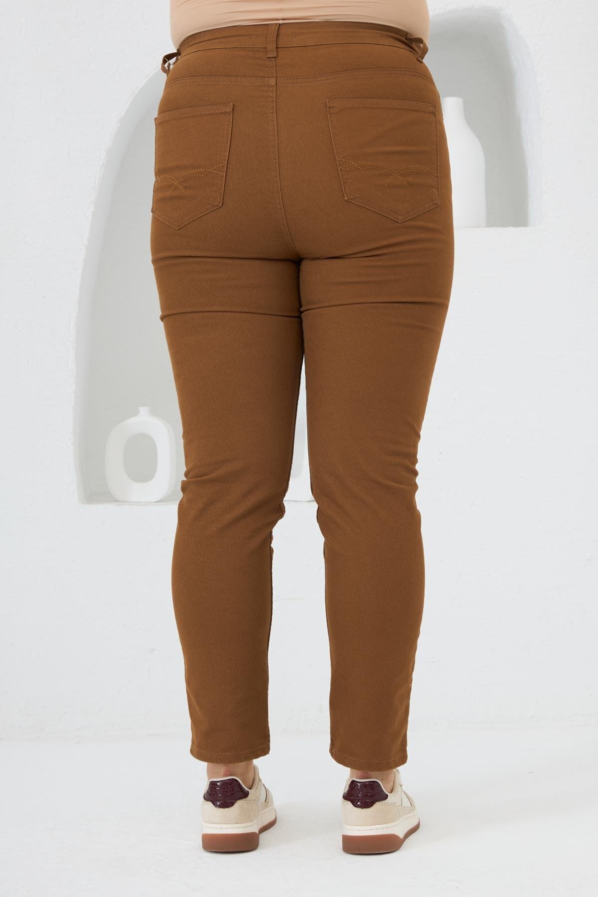 Rmg  Büyük Beden Camel Pamuk Pantolon - Görsel 8