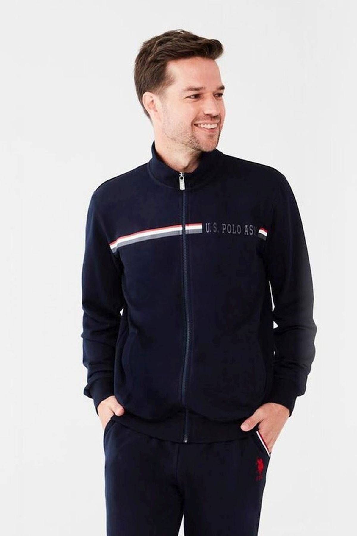 U.S. Polo Assn. 18481 Erkek Lacivert Fermuarlı Eşofman Takım — سرمه‌ای USP18481