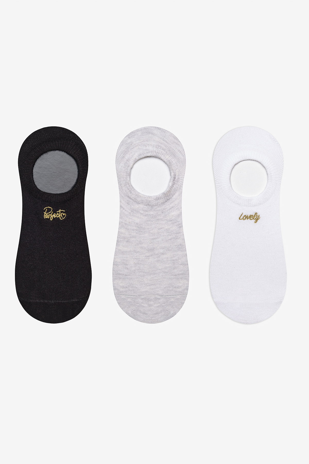 Lovely 3-Piece Light Gray White Sneaker Socks