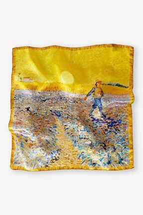 Galiga Van Gogh-the Sower" %100 Ipek Fular 55x55cm 'art On Silk'