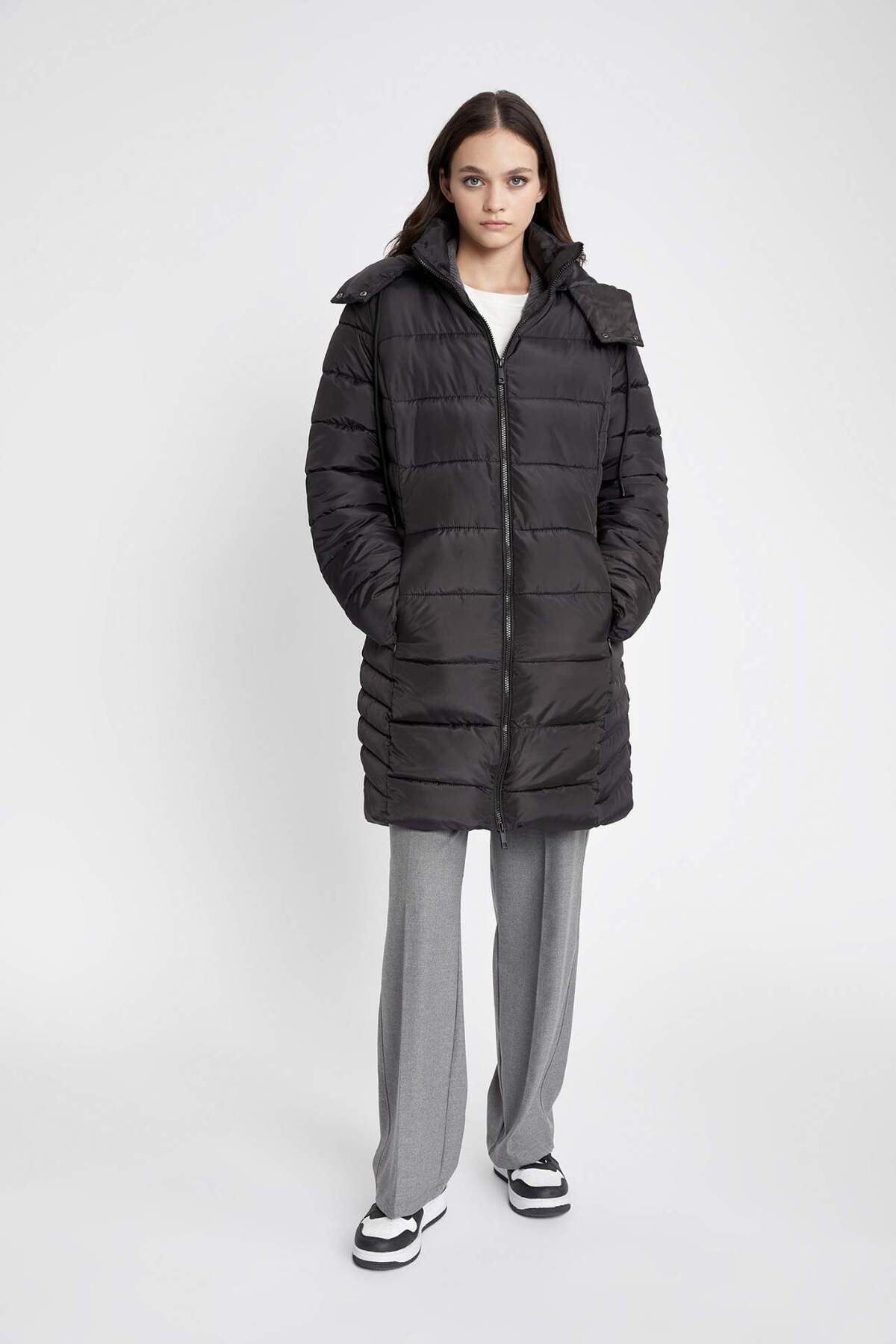 Defacto  Puffer Şişme Uzun Mont Parka Su Geçirmez Regular Kalıp Çıkarılabilir Kapüşonlu A1315AX24WN - Görsel 6