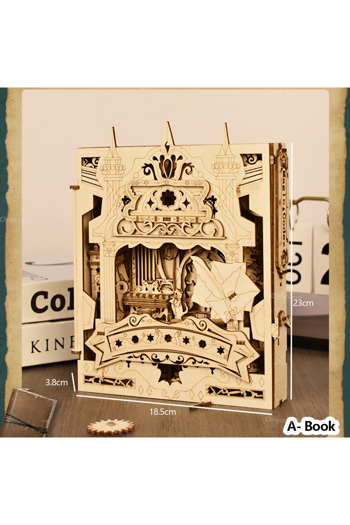 A- بوک کتاب اسرار سه‌بعدی پازل چوبی مونتاژ دستی ماکت خانه کوچک کیت اتاق نشیمن خانگی دکور Cra