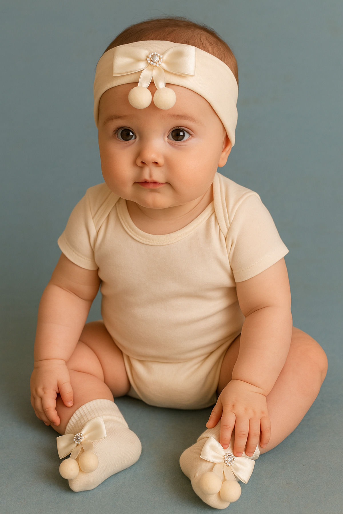 baby socks Fiyonk Ponponlu Elmaslı Bebek Çorap Bandana Takım 0-2 Yaş fotoğrafı 2 (önizleme)