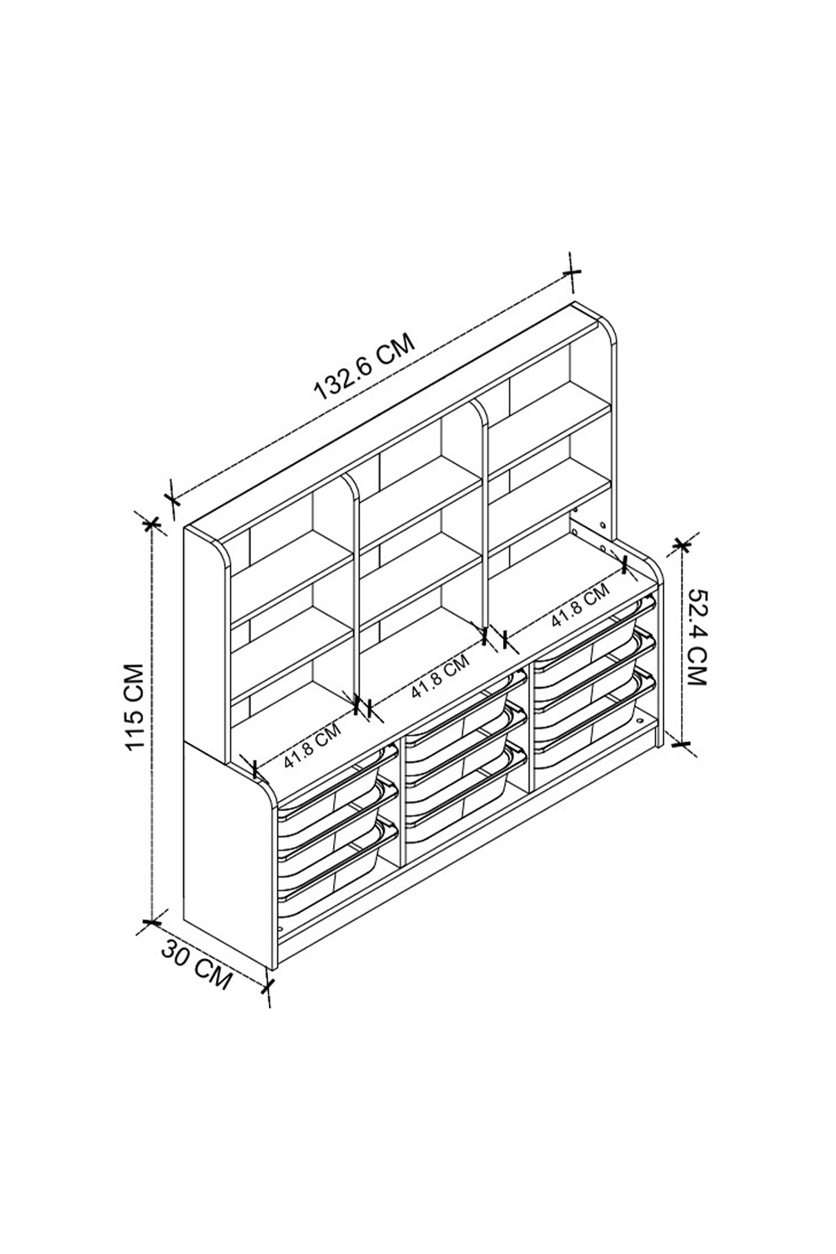Bofigo 9 Sepetli 9 Raflı Dolap Çok Amaçlı Dolap Oyuncak Dolabı Almina Safir Meşe fotoğrafı 7 (önizleme)