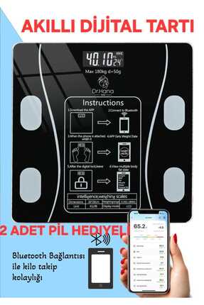 Genel Markalar Dijital Tartı Baskül Yağ Su Kas Vücut Kitle Endeksi Kilo Ölçer...