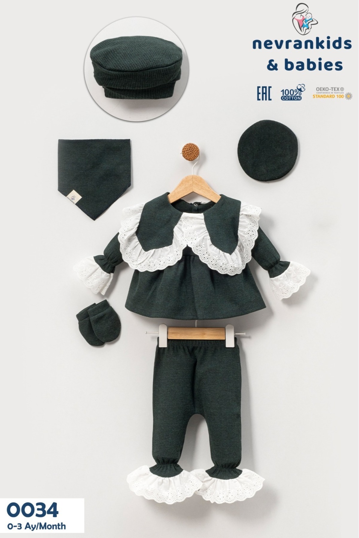 nevrankids Kız Bebek Fistolu Hastane Çıkışı 5'Li Yeni Doğan Seti 0-3 Ay fotoğrafı 7 (önizleme)