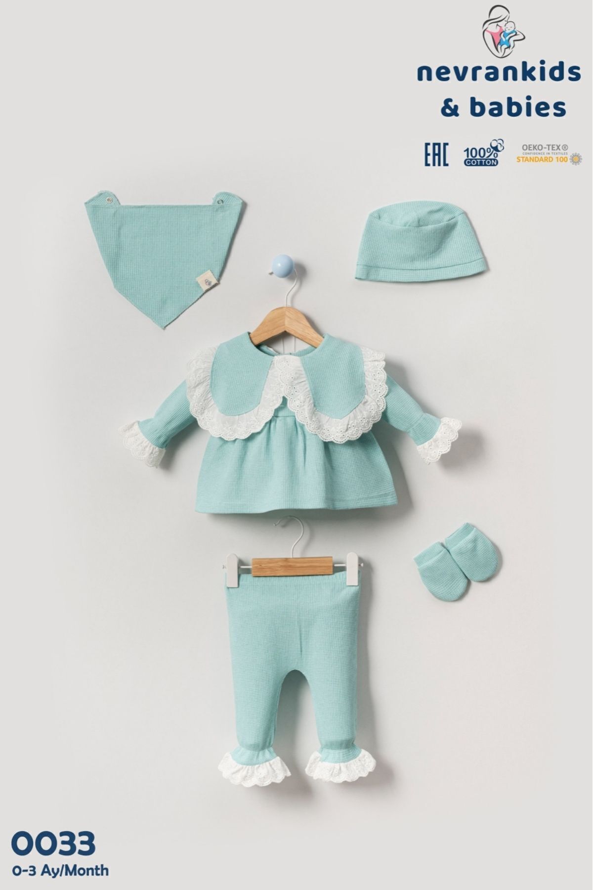 nevrankids Kız Bebek Fistolu Hastane Çıkışı 5'Li Yeni Doğan Seti 0-3 Ay fotoğrafı 4 (önizleme)