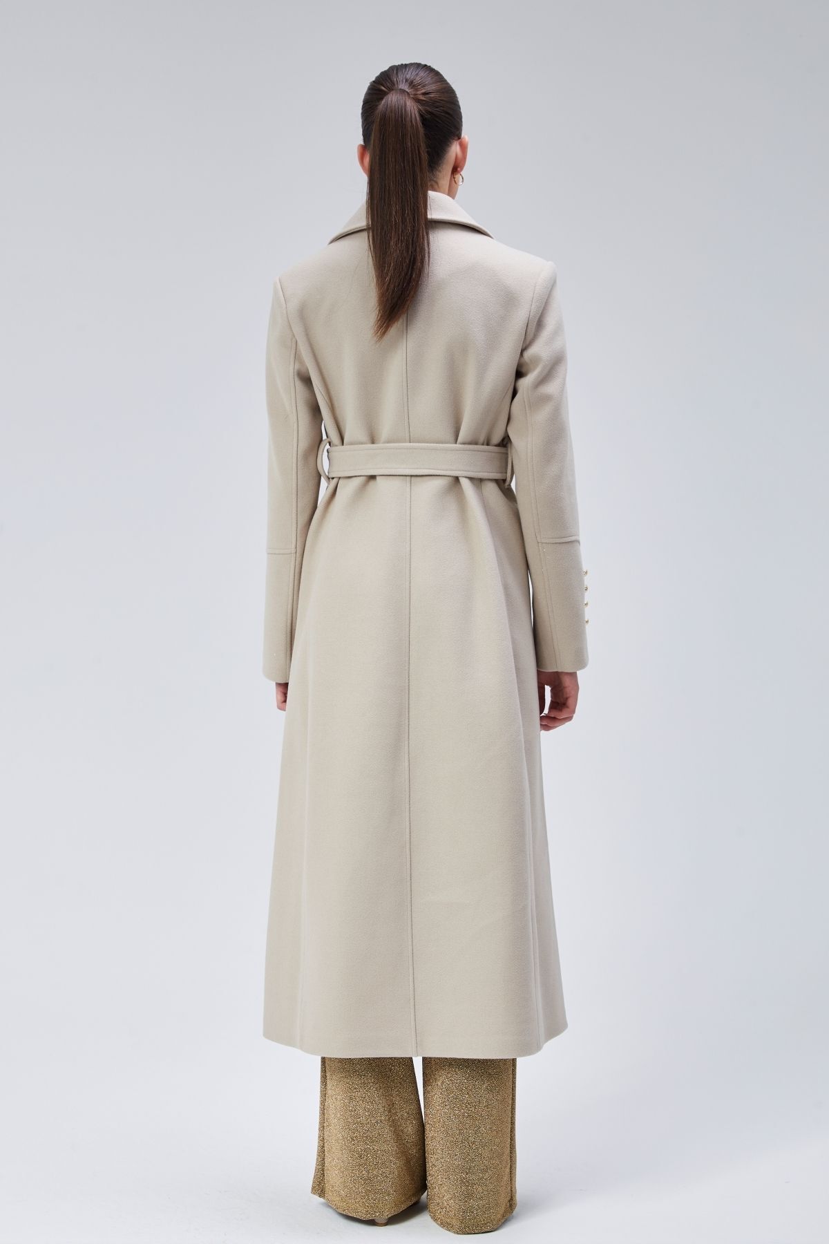 Bolivente  Kadın Kol Düğme Detaylı Regular Astarlı Kaban - Görsel 6