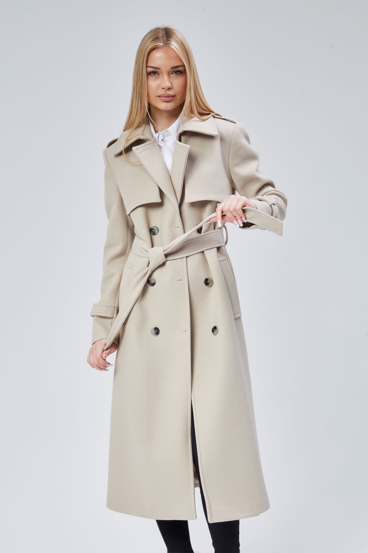 Bolivente  Kadın Regular Rüzgarlık Detaylı Kaşe Kaban - Görsel 5