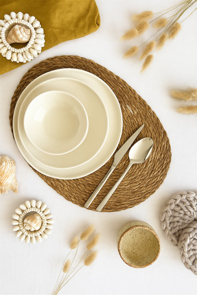 Le Kiv Home Hasır supla Amerikan servisi 4 adet oval 30 x 45 cm