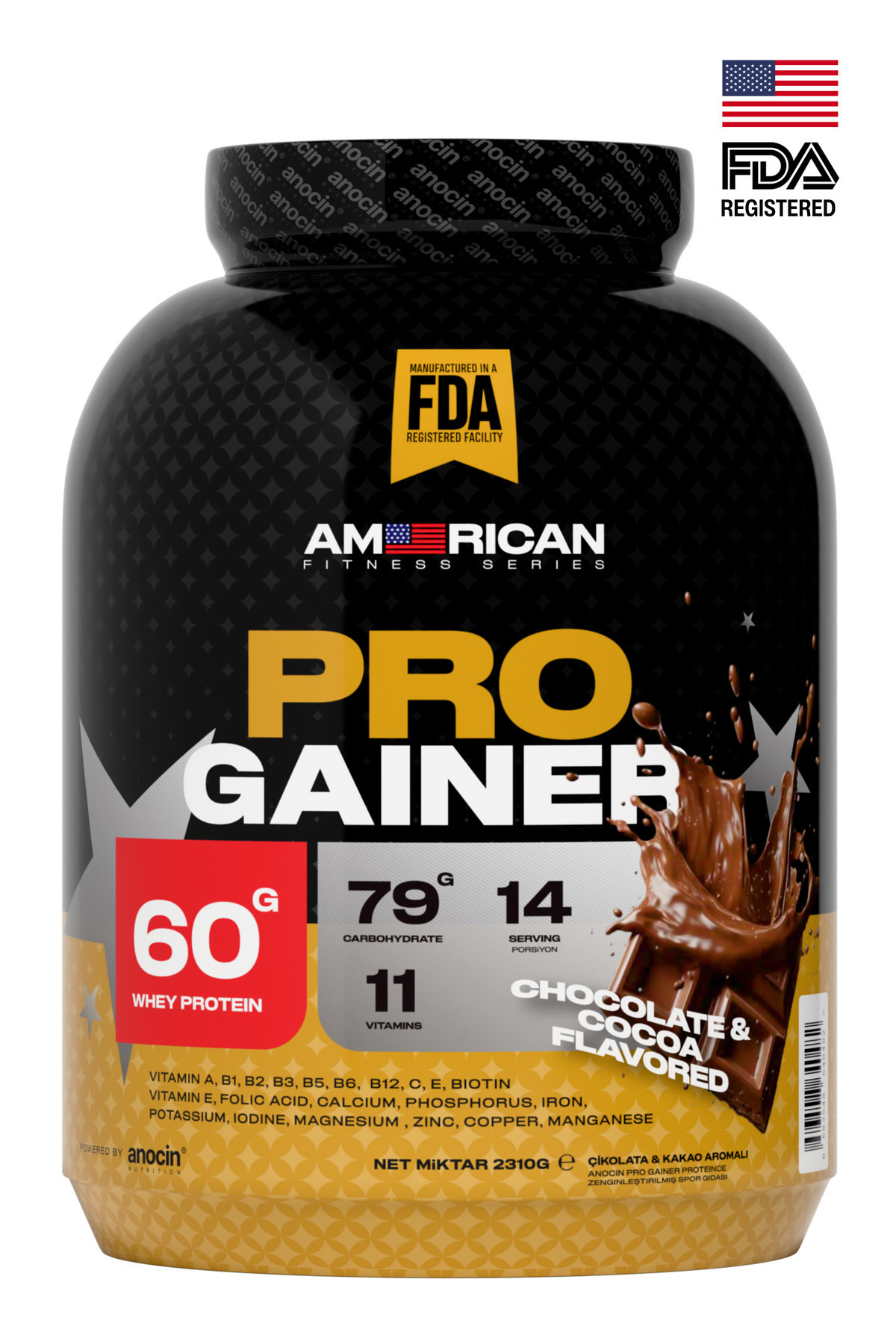 anocin Gold Standart Pro Gainer Whey Proteinli 60 gr Porsiyonda Protein !! 2310 gr