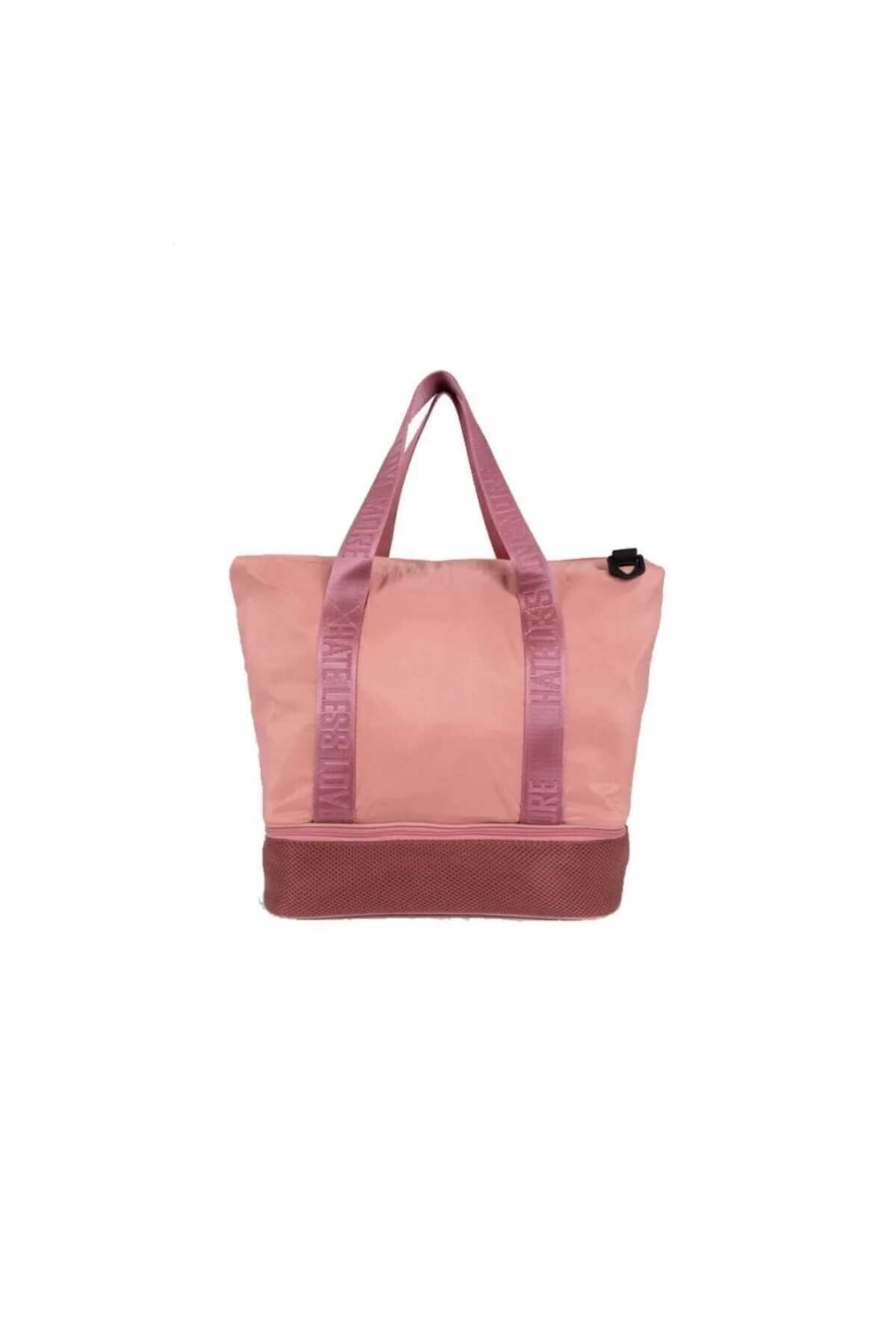 Do Tebe  Paraşüt Kumaş Ayakkabı Bölmeli Yazlık/Kışlık Pembe Kadın Spor/Fitness Anne Bebek Seyahat Çantası - Görsel 7