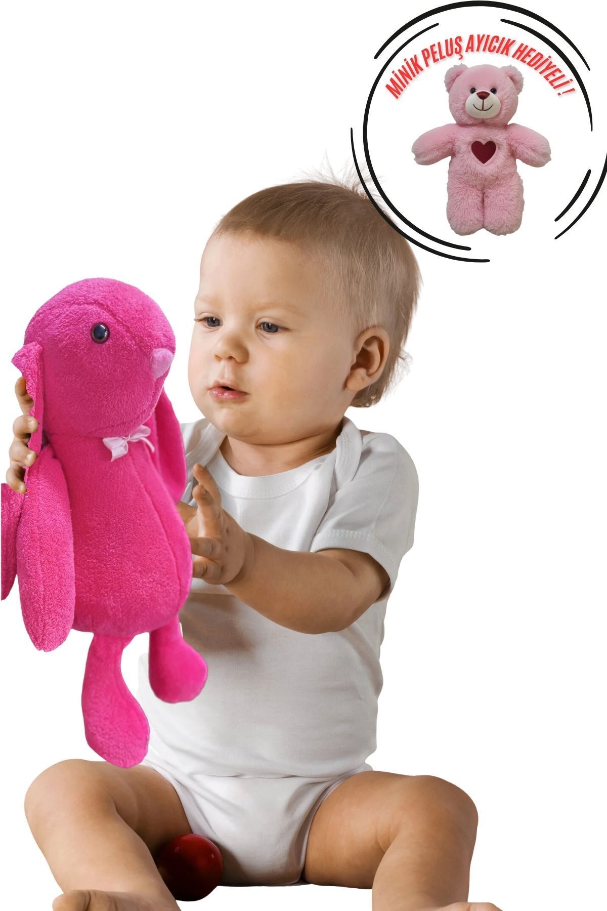 Solemia Ayıcık Hediyeli ! Oyun ve Uyku Arkadaşım Sevimli Uzun Kulak Bunny Peluş Tavşan 65 cm