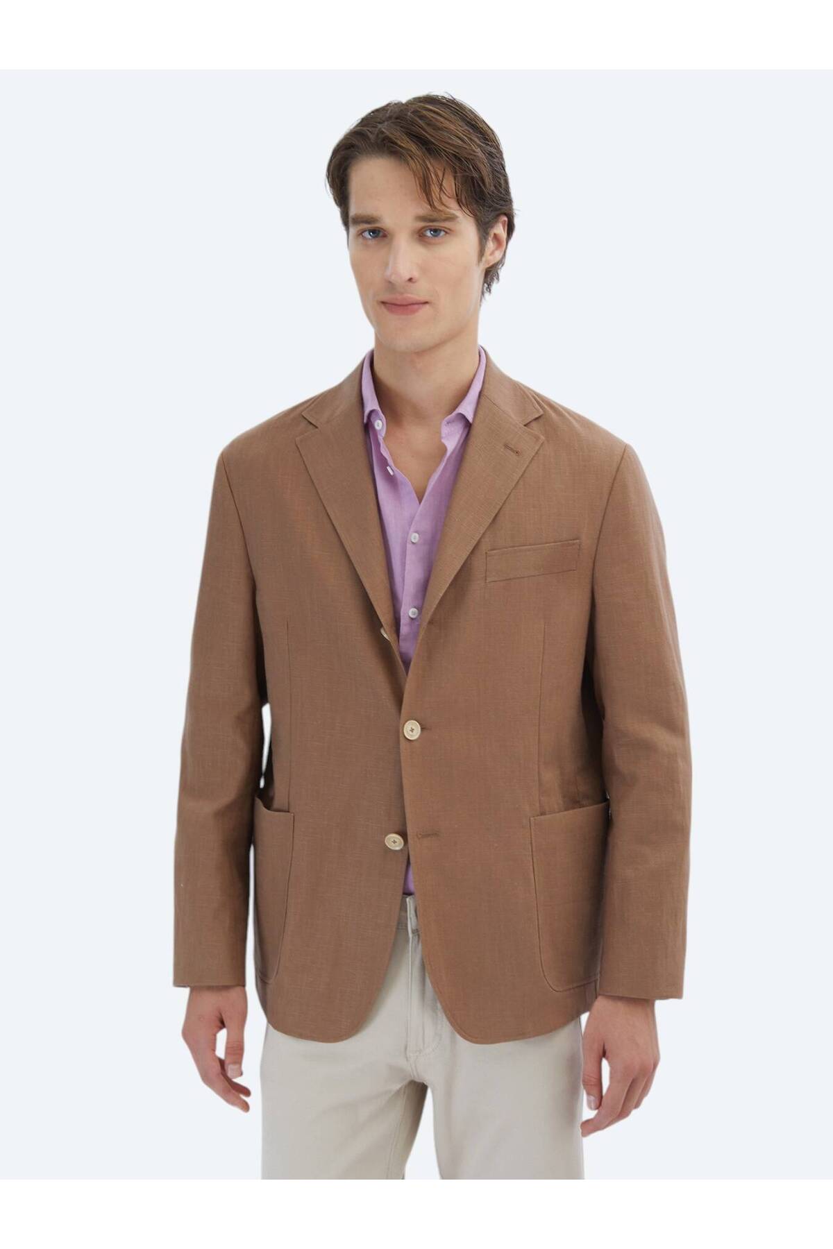 کاپشن نخی قهوه‌ای ساده و راحت Kip