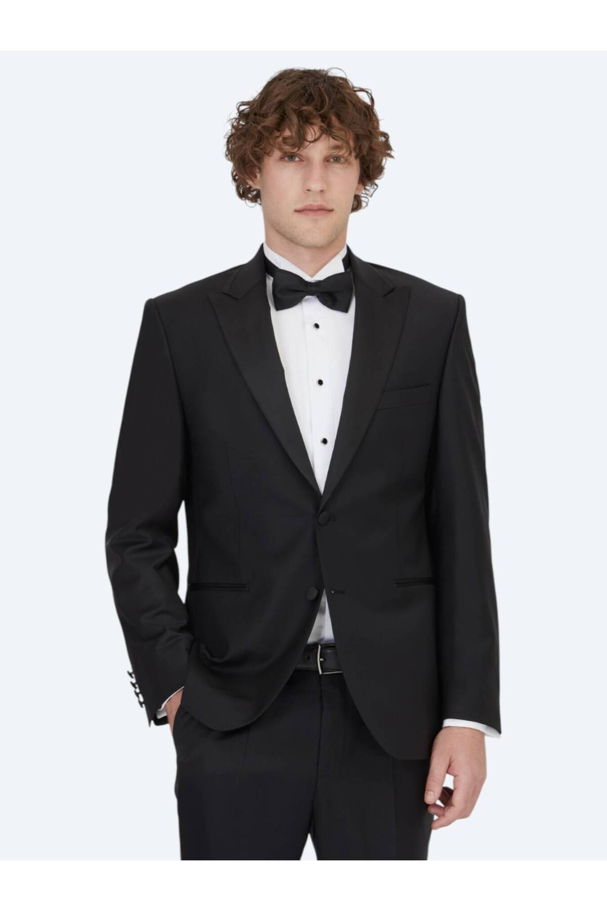 کت و شلوار تاکسیدوی بافتنی ساده و باریک دو دکمه مشکی Kip