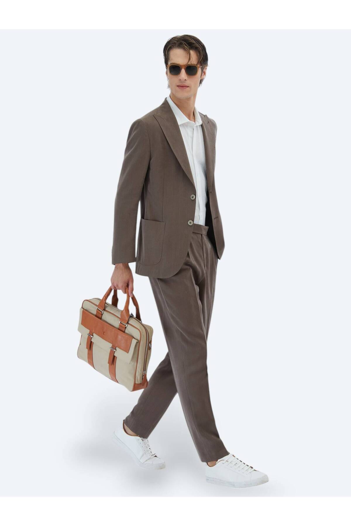 Kip Kahverengi Düz Modern Fit Takım Elbise