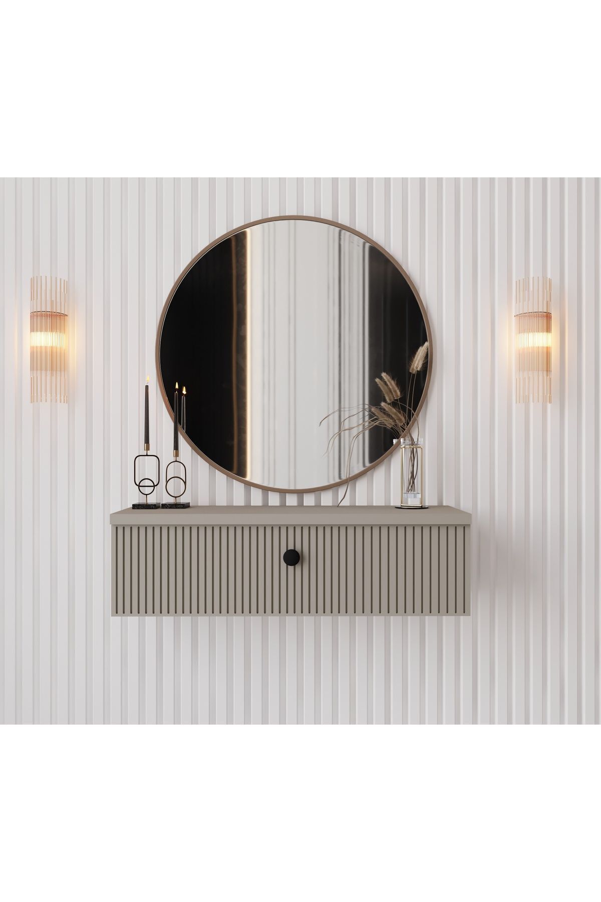 MİMOSA SANDSTONE COLOR MDF WALL MOUNTED COVER dresser( 69 cm )