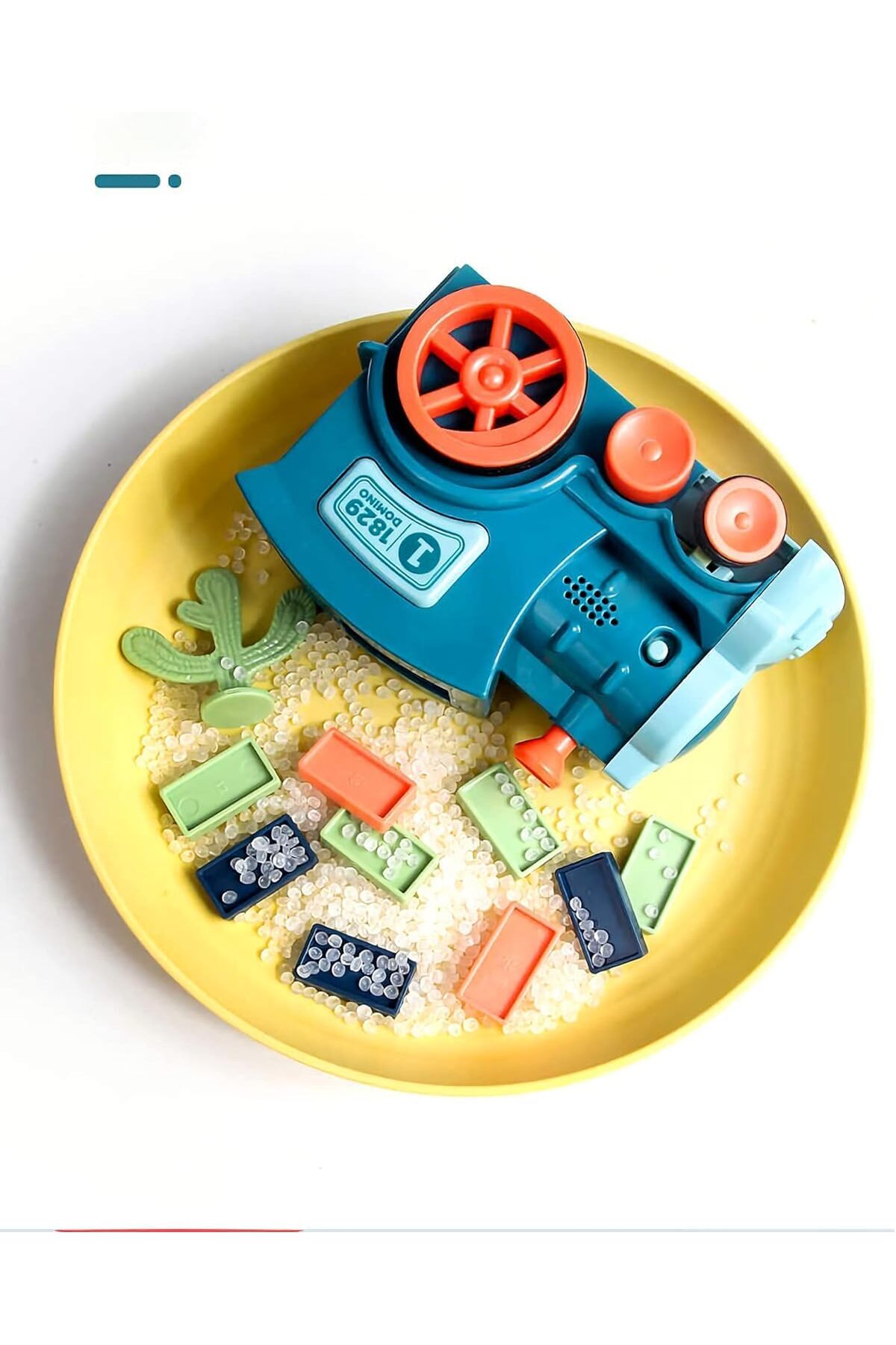 مجموعه قطار دومینو با چراغ‌ها و صداها، ۶۰ بلوک رنگارنگ، اسباب‌بازی آموزشی ساختنی STEM برای سنین مختلف