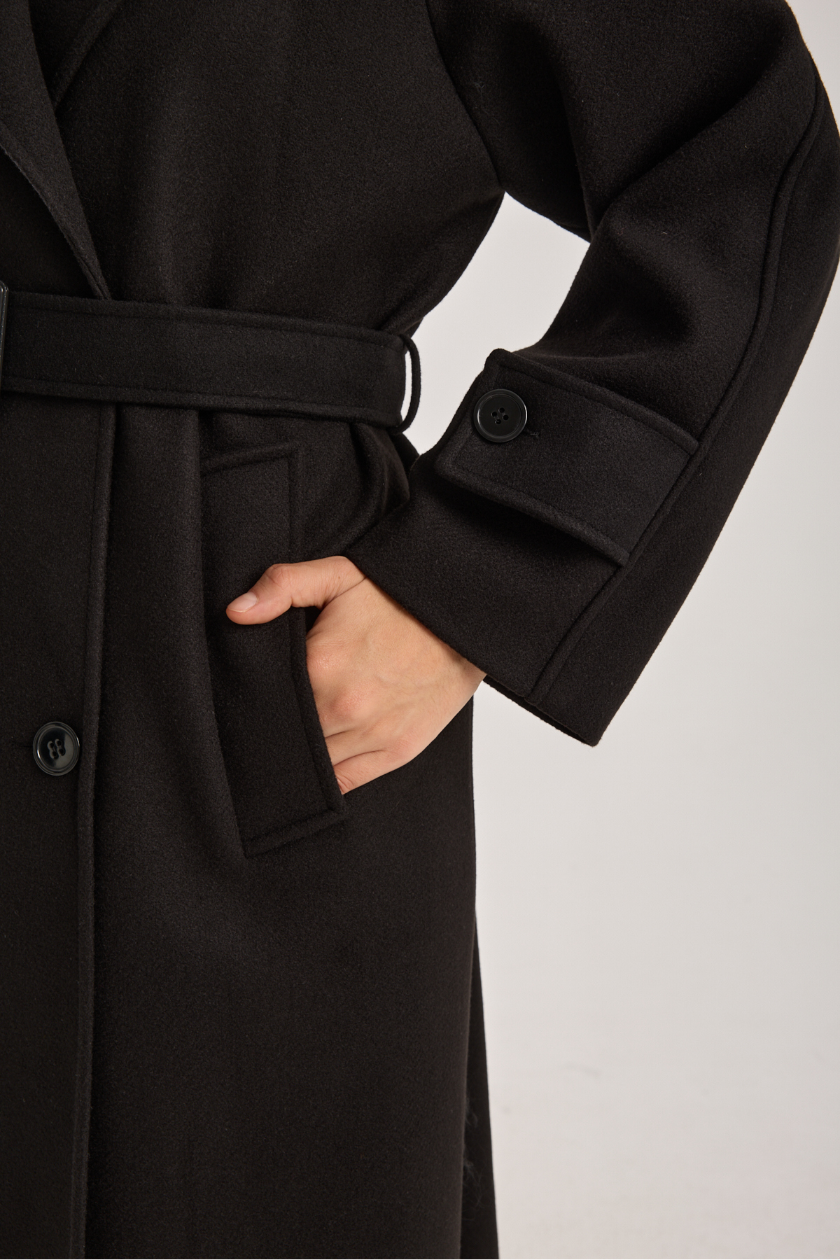 Bolivente  Kadın Regular Kemerli Kaşe Kaban - Görsel 7