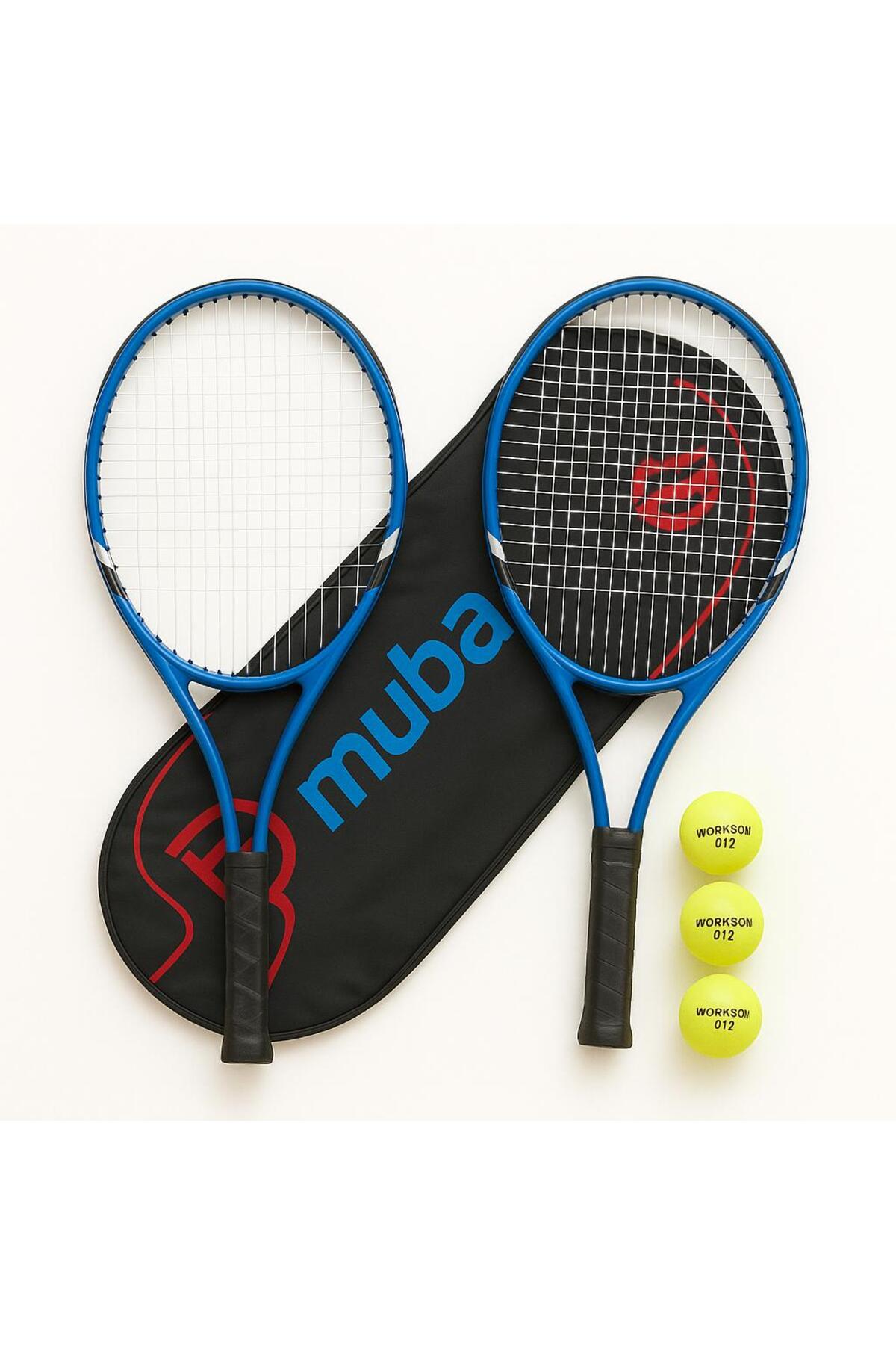 SET of 5 27 Inch Adult Tennis Racket Set 2 Rackets 2 Bags 3 Balls L2 Grip 68 cm