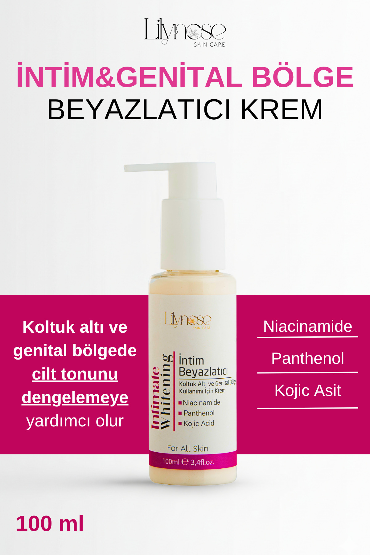 lilynose İntim Beyazlatıcı Krem Koltuk Altı ve Genital Bölge İçin Beyazlatıcı Krem 100ml