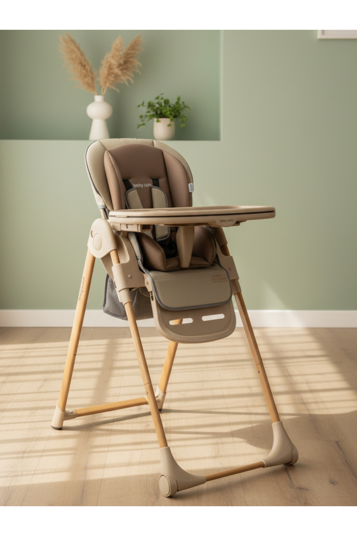 modabebekler BC 6 kademeli yükseklik ayarlı , Katlanır ,Tekerlekli Yeni Nesil Mama Sandalyesi