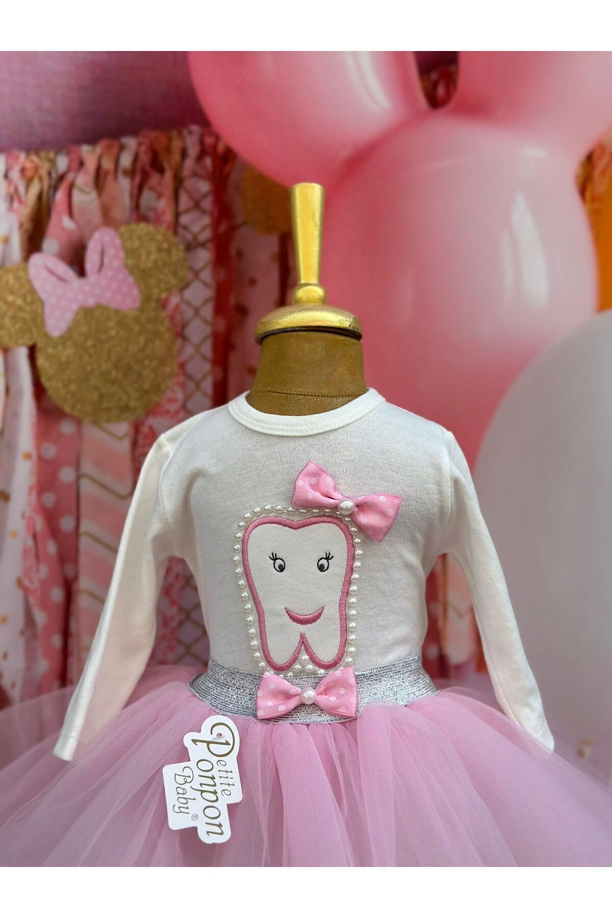 Petite Ponpon Baby Kız Bebek Doğum Günü Parti Kıyafeti Tütü Etek Diş Buğdayı fotoğrafı 7 (önizleme)