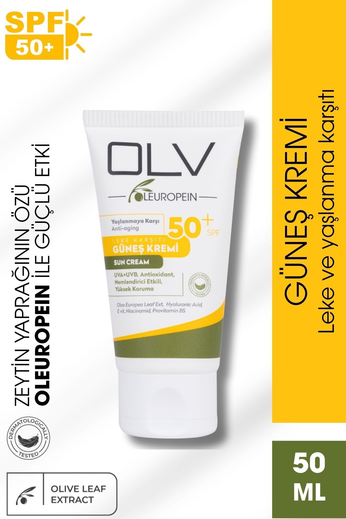 Spf 50 Yaşlanma Karşıtı Leke Karşıtı Güneş Kremi 50 ml — OLV002