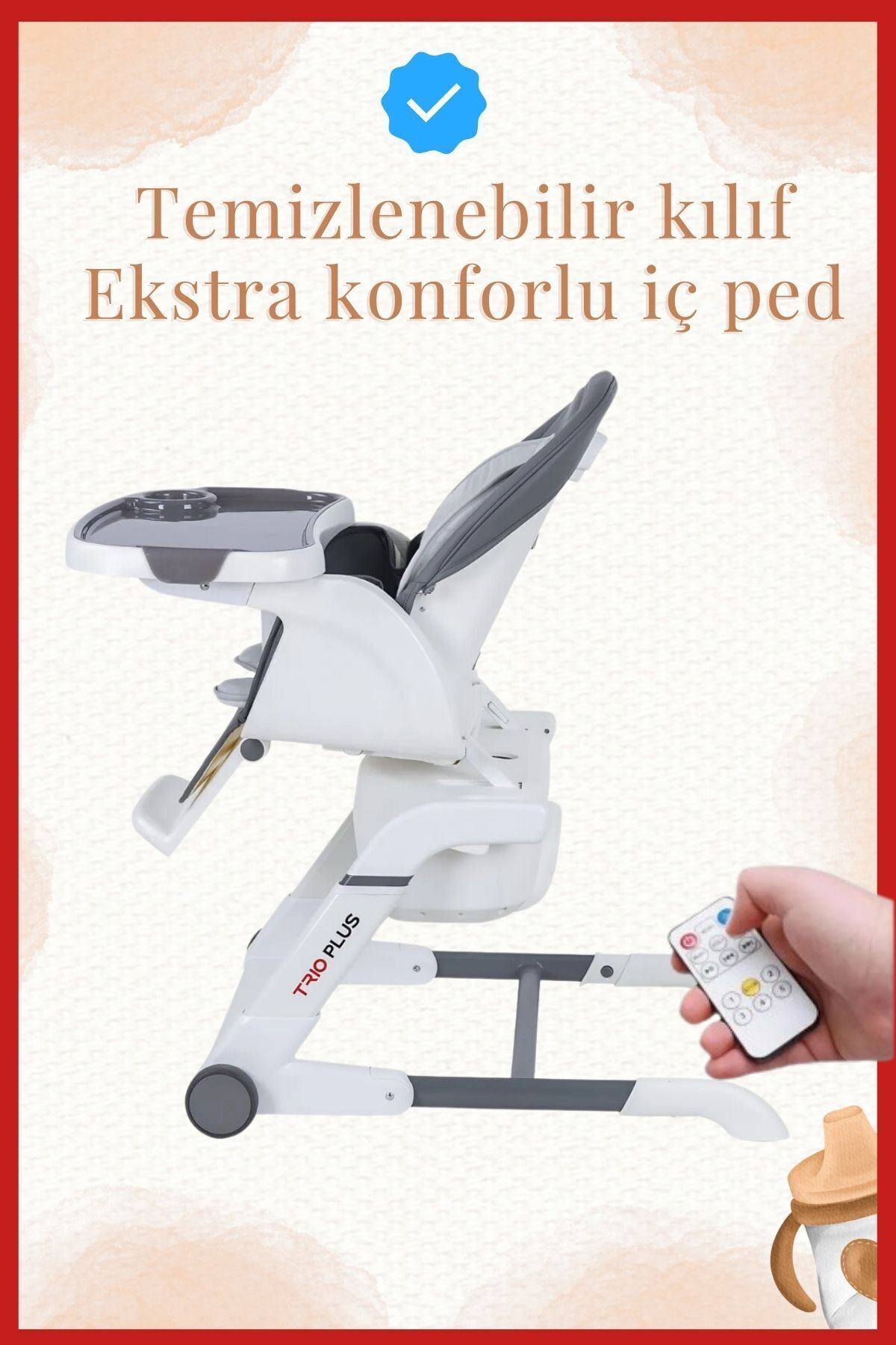 modabebekler Sese Duyarlı Bluetooth Özellikli Otomatik Lucca Model Kumandalı Mama Sandalyesi fotoğrafı 3 (önizleme)