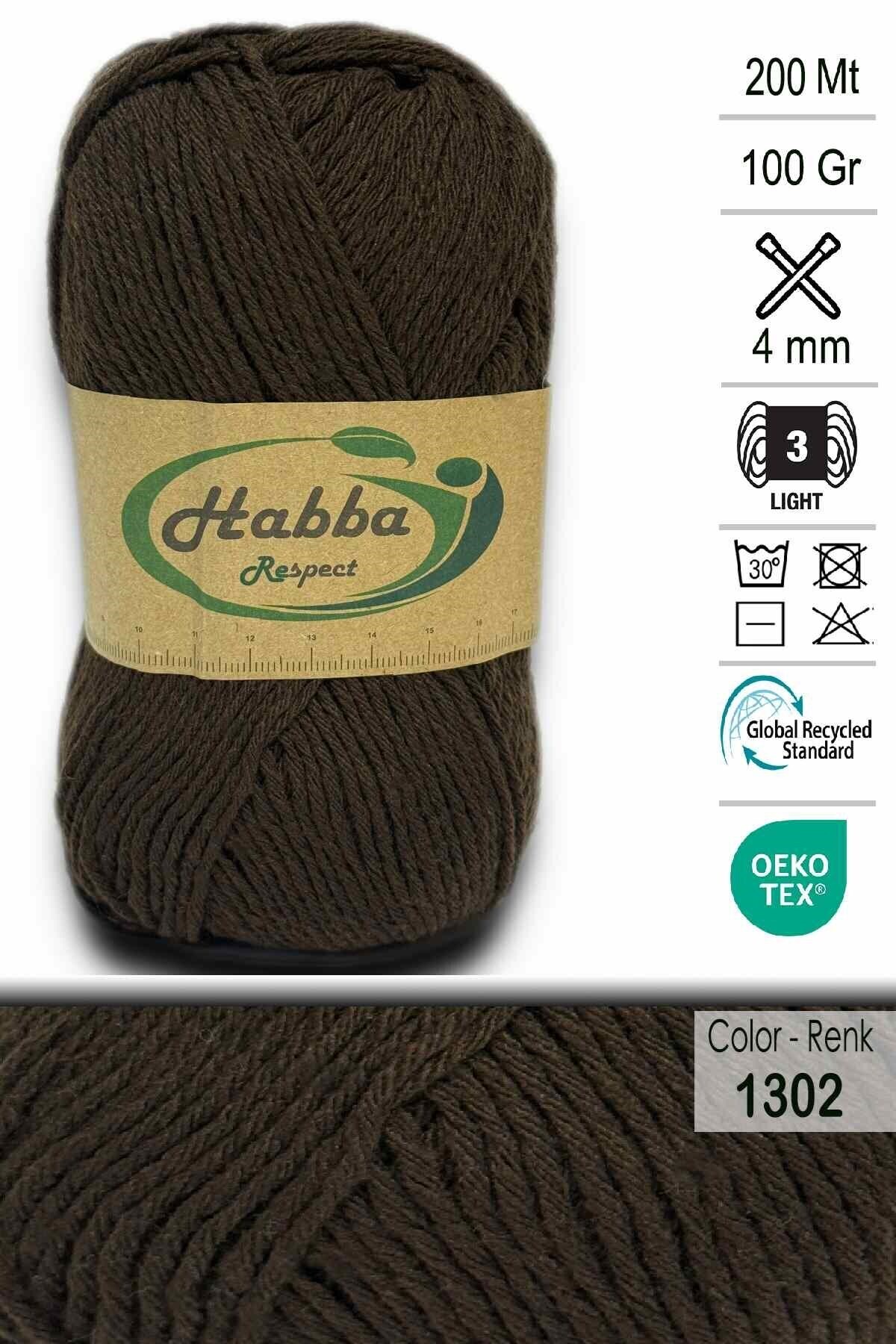 habba respect Akrilik Klasik El Örgü İpliği - Atkı Bere Kazak İpi 1302 - Kahve