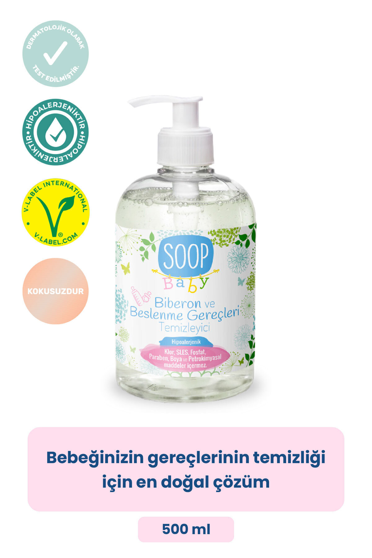 SOOP Bebek Biberon ve Beslenme Gereçleri Temizleyici 4 x 500 ml| Bitkisel Sabun Bazlı | Hipoalerjenik fotoğrafı 2 (önizleme)