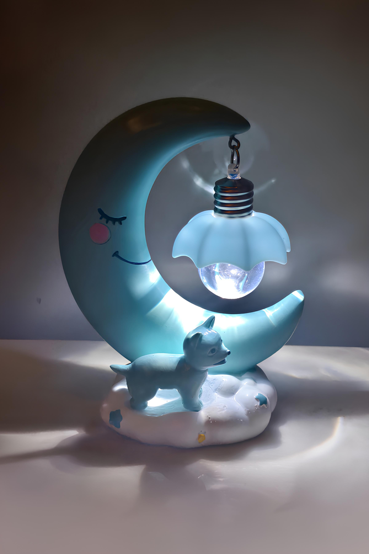 Ecuy Bebek Çocuk Odası Gece Lambası Masaüstü Dekoratif Ay Şekilli Led Lamba Masa ve Gece Lambası 14 Cm fotoğrafı 5 (önizleme)