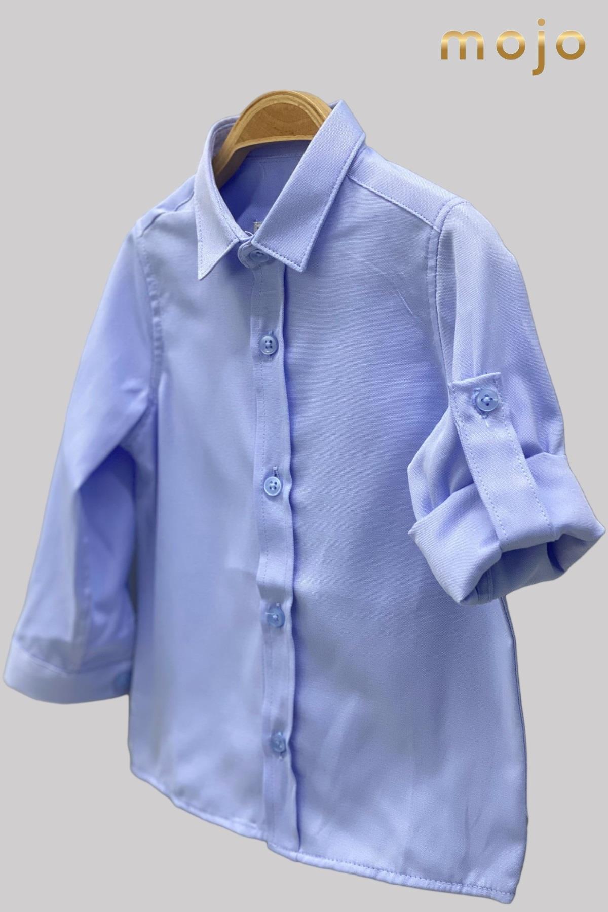 Woorage Erkek Bebek 1-5 Yaş Katlamalı Kol Gömlek 4013 Mavi fotoğrafı 3 (önizleme)