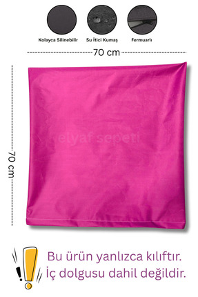 Elyaf Sepeti Su İtici Kare Fermuarlı Yer Minderi Kılıfı Bahçe Minder Kılıfı 7...