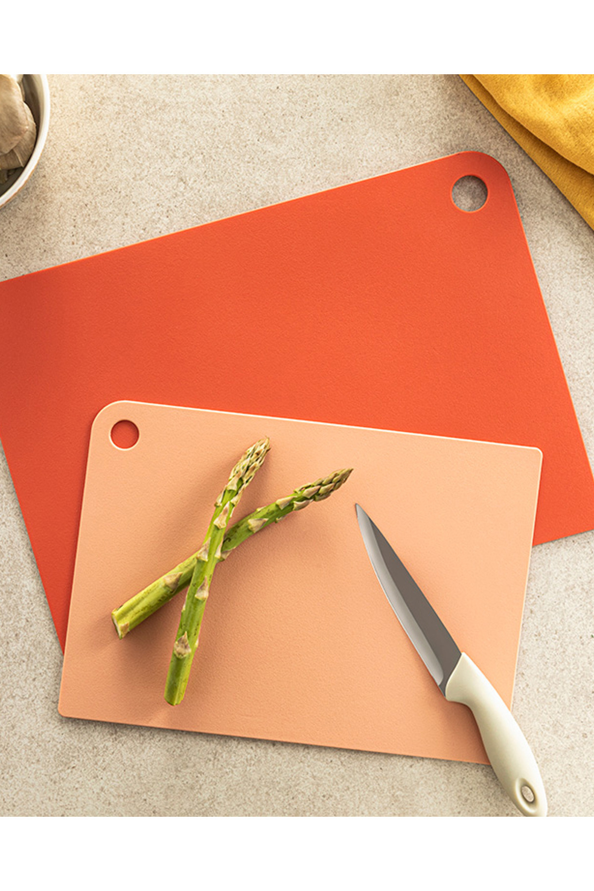 English Home Cut Me Plastik 2'li Kesme Tahtası Kırmızı