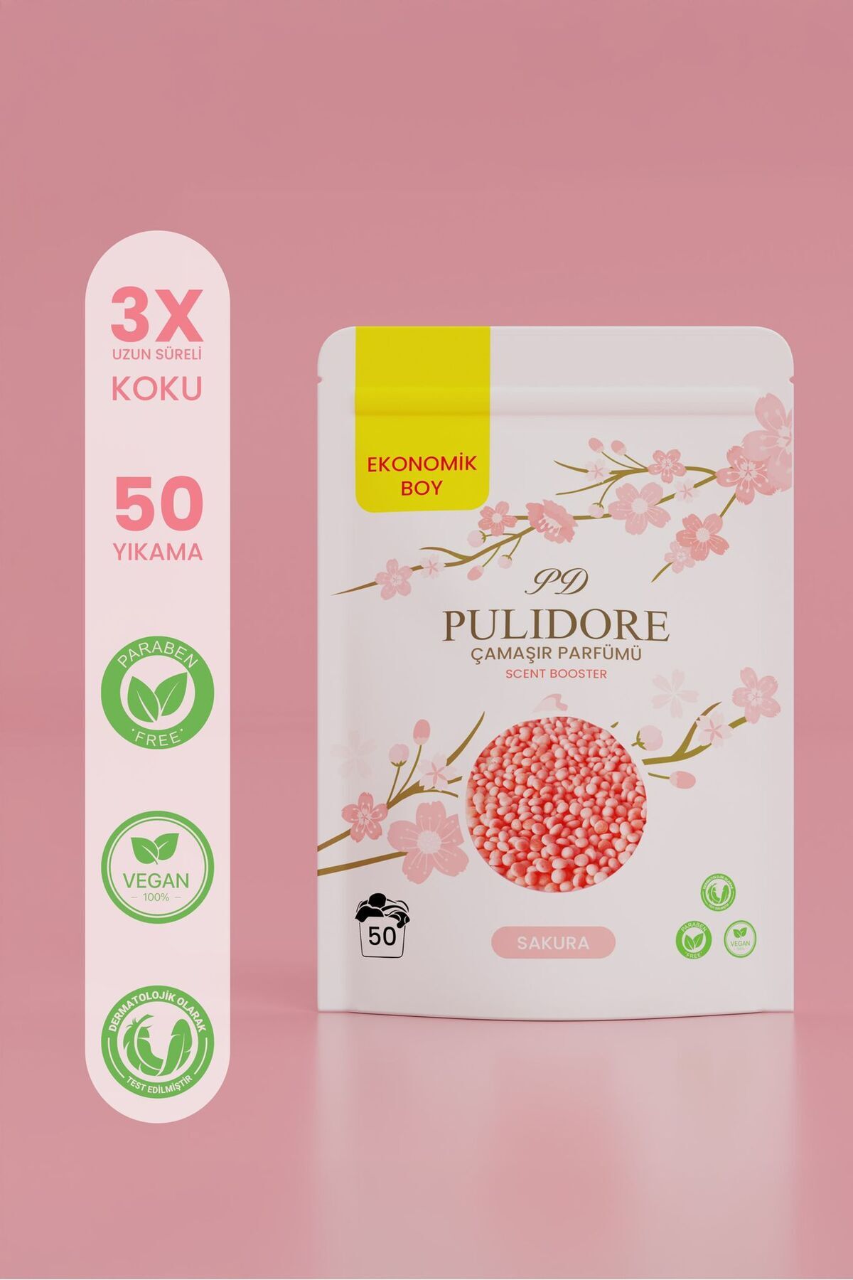 PULIDORE Granül Çamaşır Parfümü & Çamaşır Yumuşatıcı Sakura 525 gr ( 50 Yıkama )