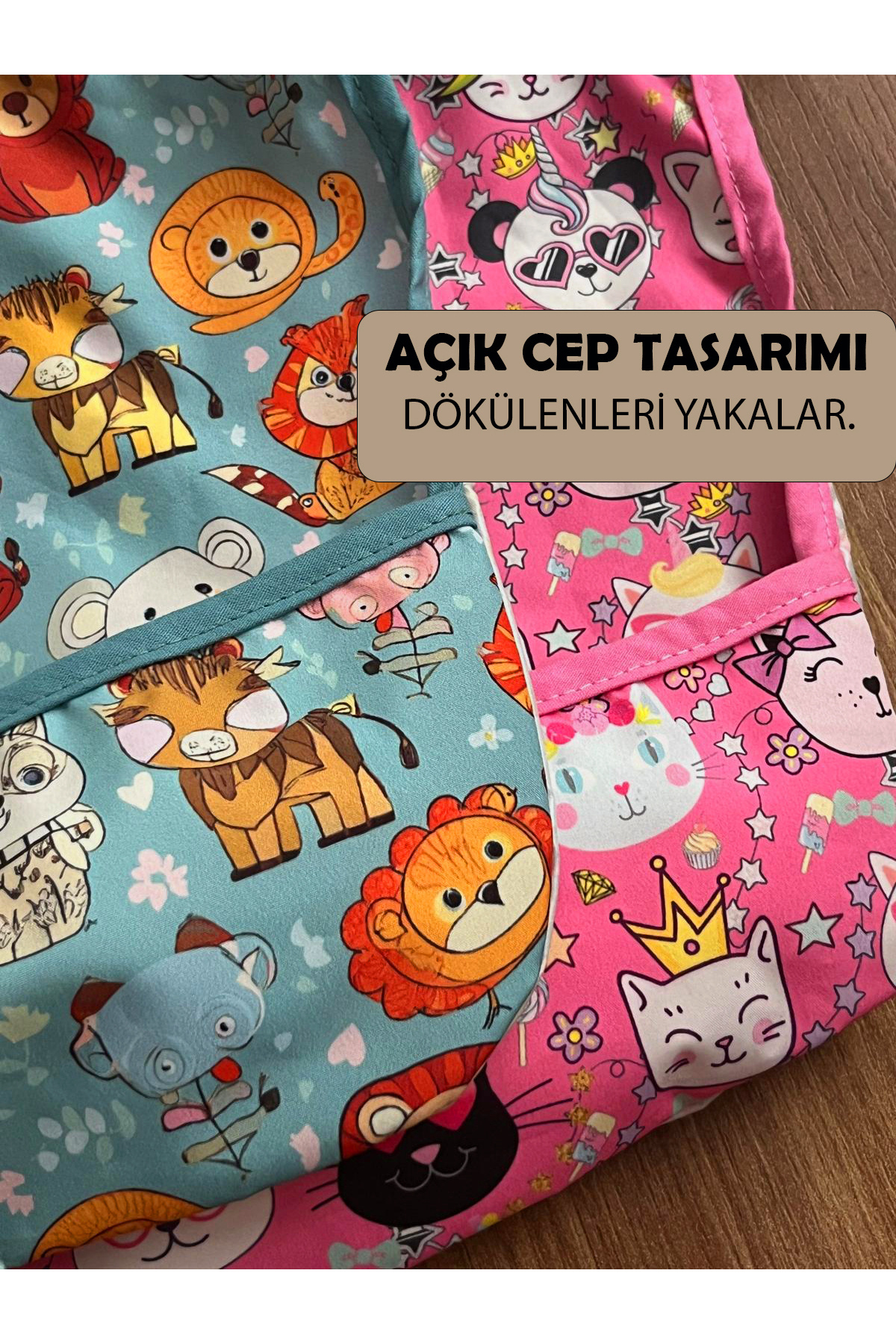 Gneisto Mama Önlüğü, Uzun Kollu Mama Önlüğü - Mavi | Blw Uyumlu, Su Geçirmez, Ipsiz Güvenli Tasarım fotoğrafı 3 (önizleme)