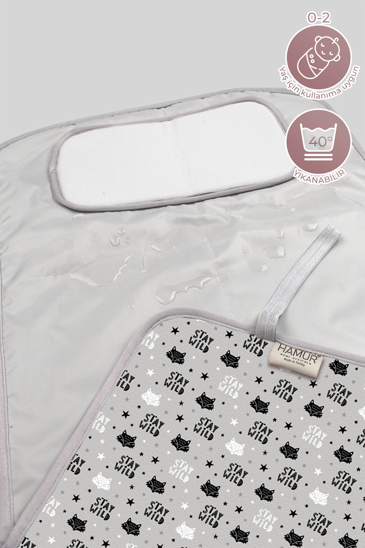 HAMUR Anne Bebek Bakım Örtüsü Alez Yenidoğan Alt Açma Değiştirme Fox Organizer Pedi Minderi Çift Taraflı fotoğrafı 3 (önizleme)