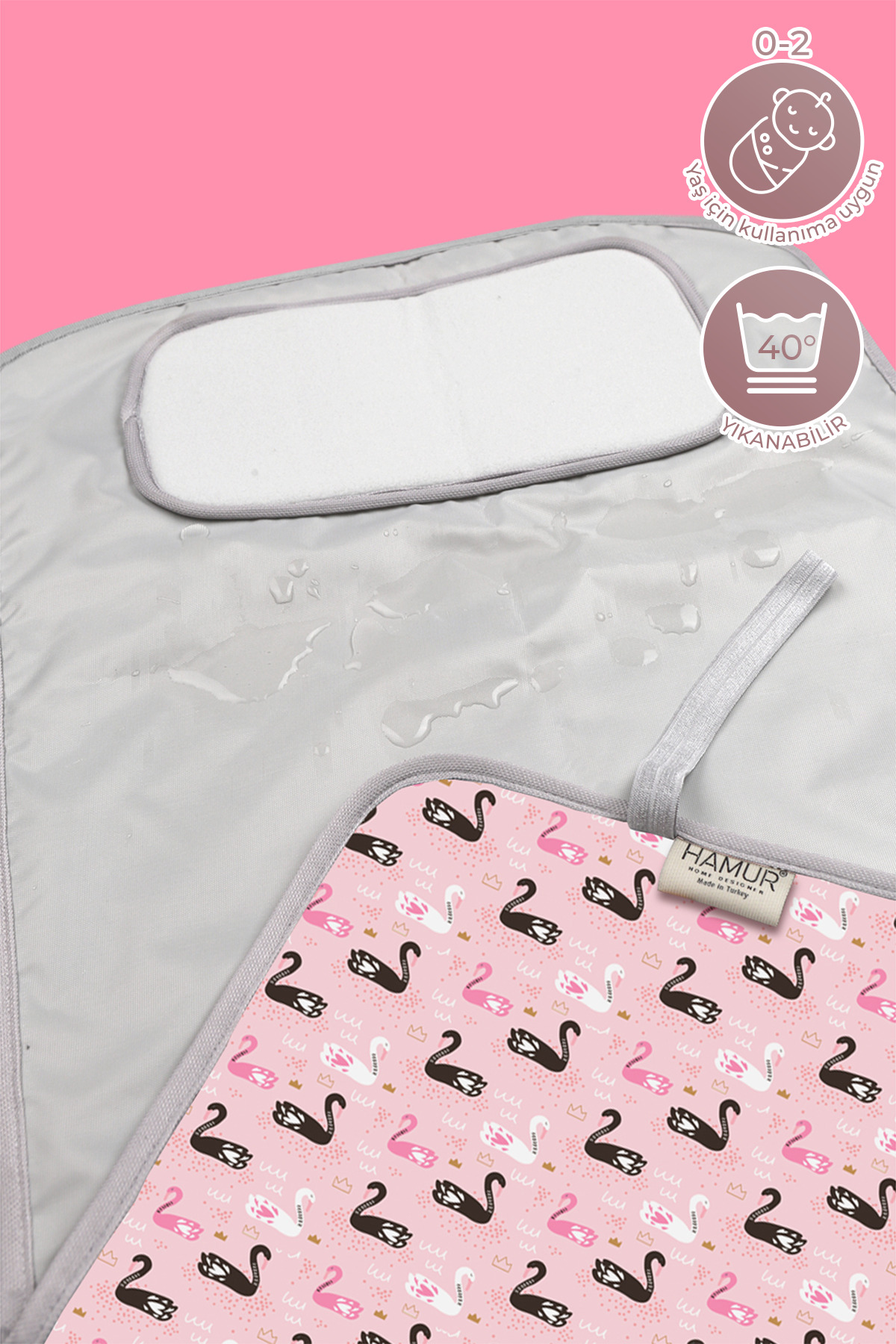 HAMUR Anne Bebek Bakım Örtüsü Alez Yenidoğan Alt Açma Değiştirme Kugu Organizer Pedi Minderi Çift Taraflı fotoğrafı 3 (önizleme)