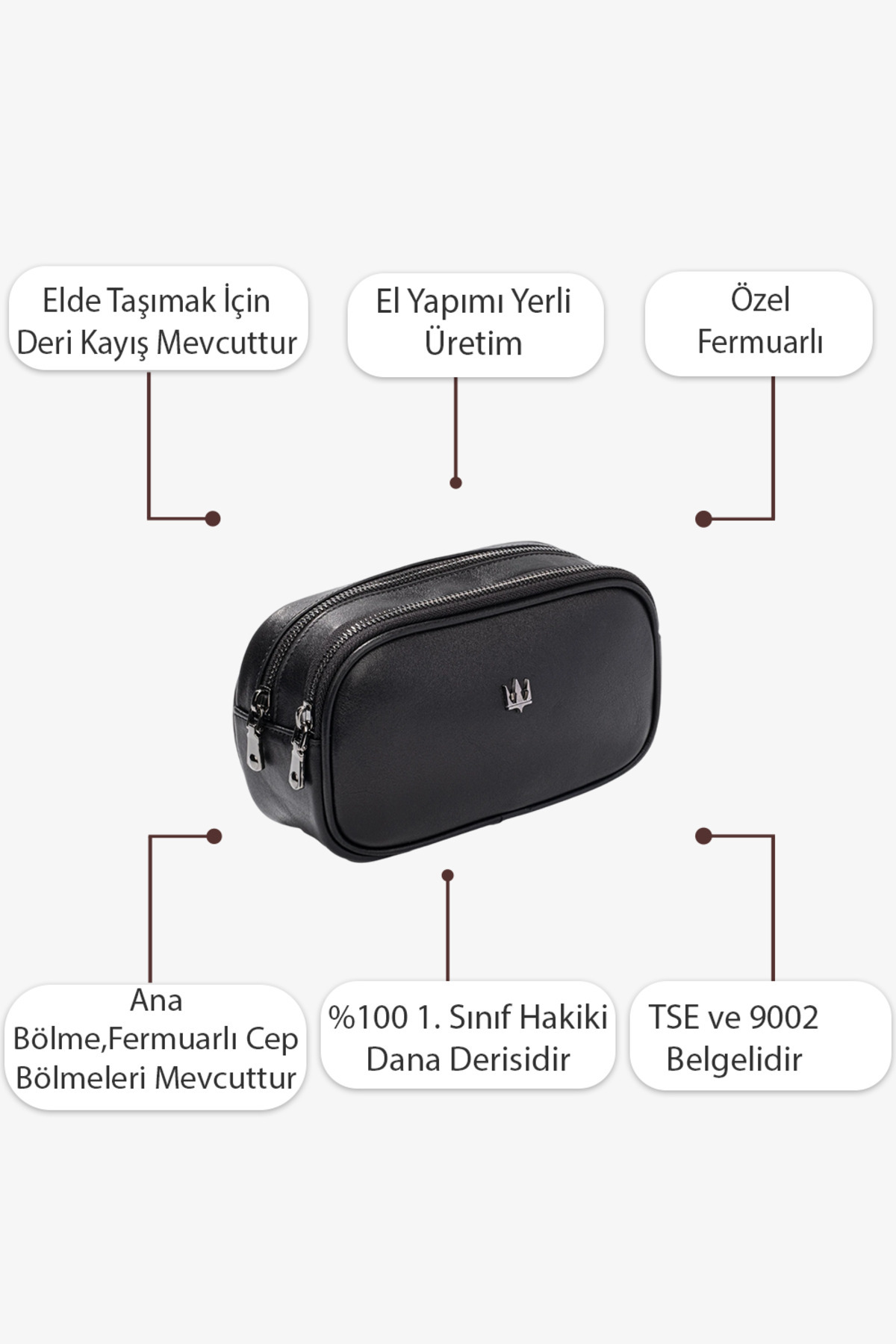 Getto Deri Pars Minimal Hakiki Deri El Çantası Kişi Özel İsim Baskı El Çantası görsel 6