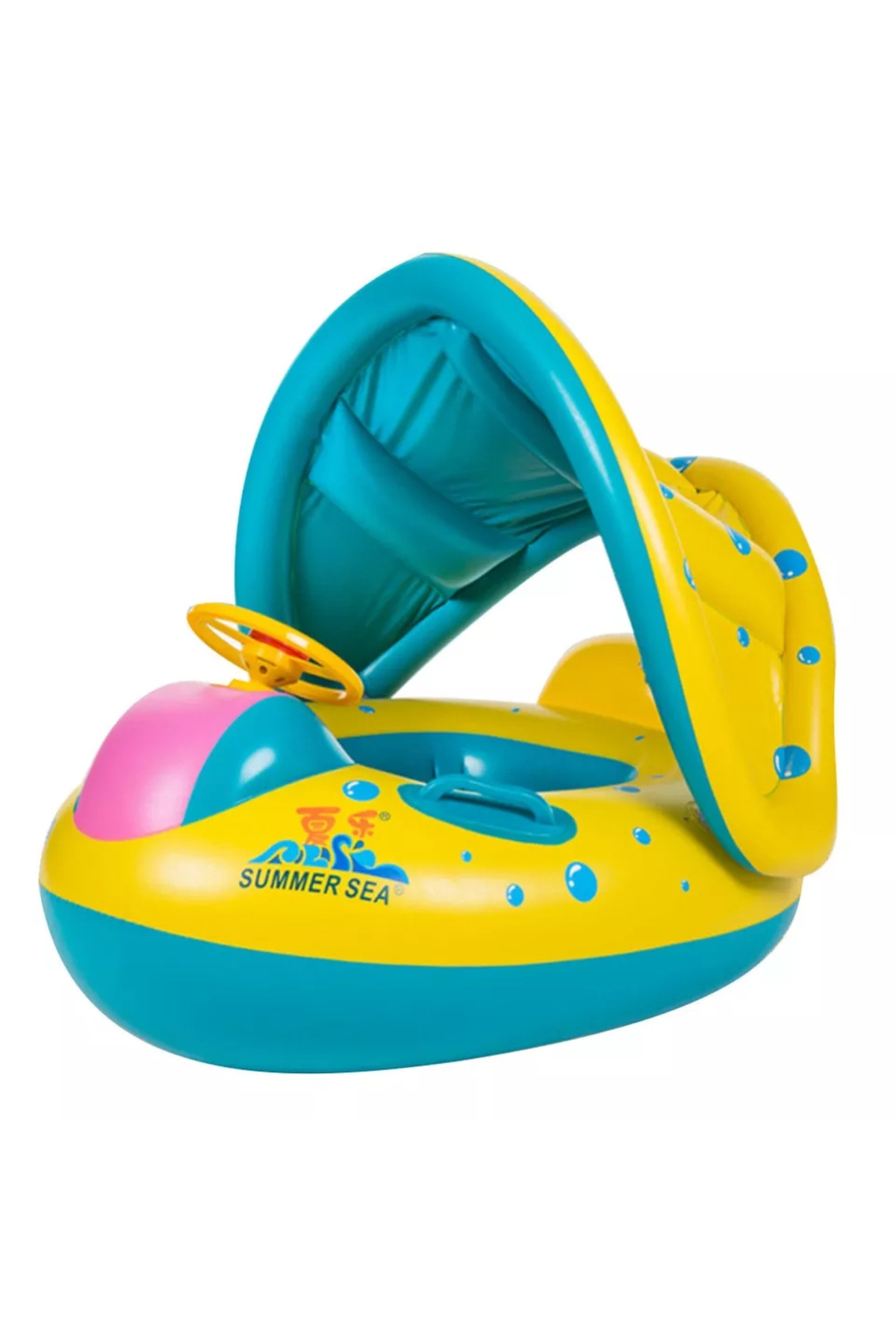 Toyska Colac gonflabil Summer Sea cu volan, acoperis si suport pentru copii, ...